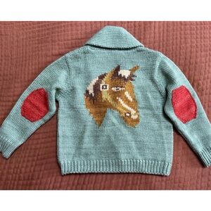 Misha & Puff Horse Hand Knit wool cardigan Sweater 18-24 m